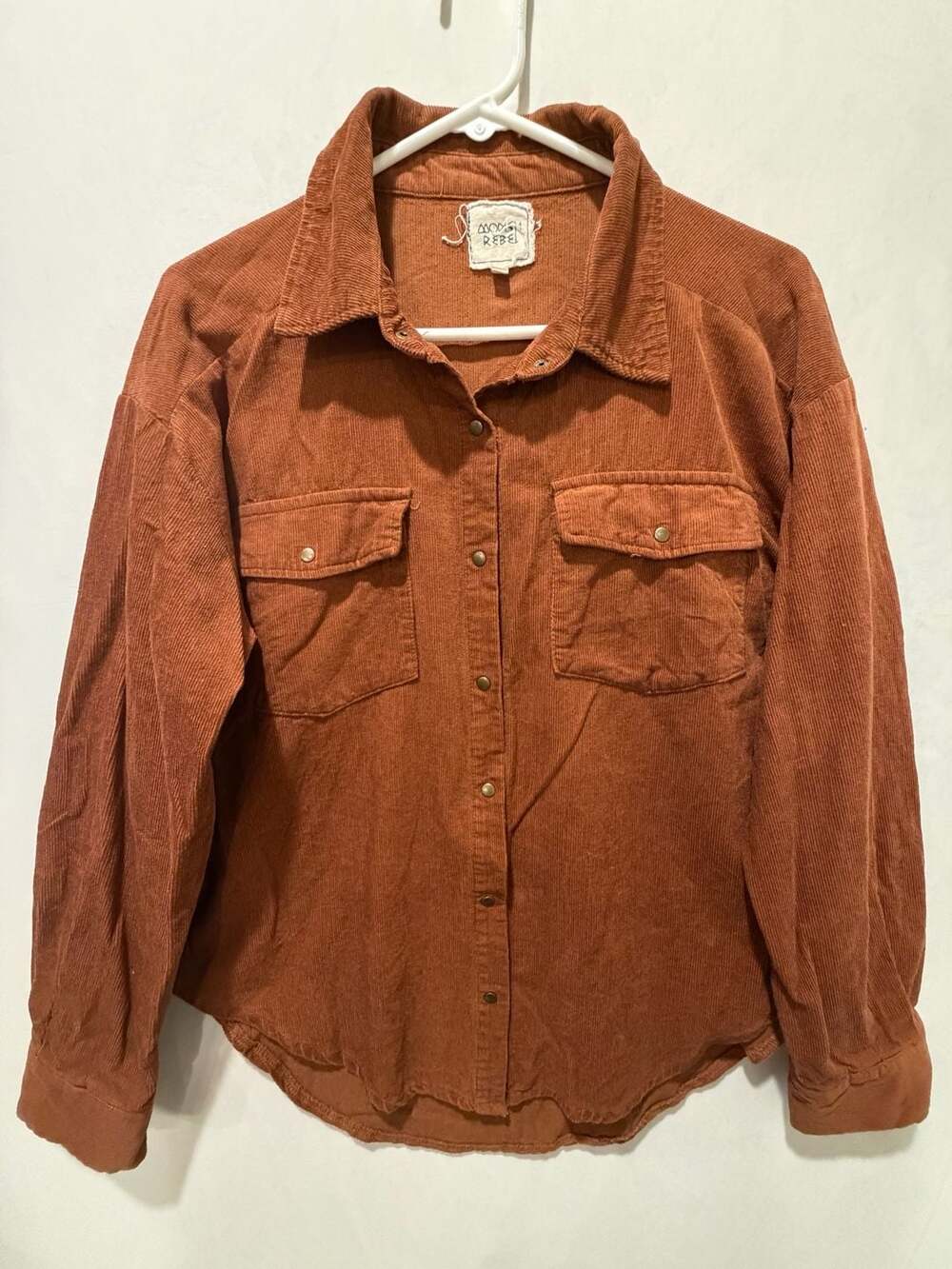 Modish Rebel Corduroy Shirt - Brown size womens Large